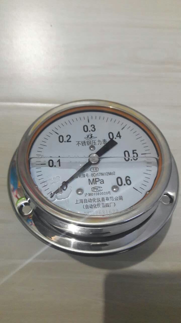 YB-60ZT不锈钢轴向带边压力表 0-0.1Mpa